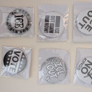 Political Campaign Pinback Buttons - Black and White